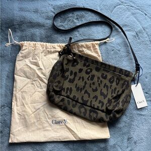 NWT Clare V Gosee Crossbody Bag - Army Pablo Cat Suede